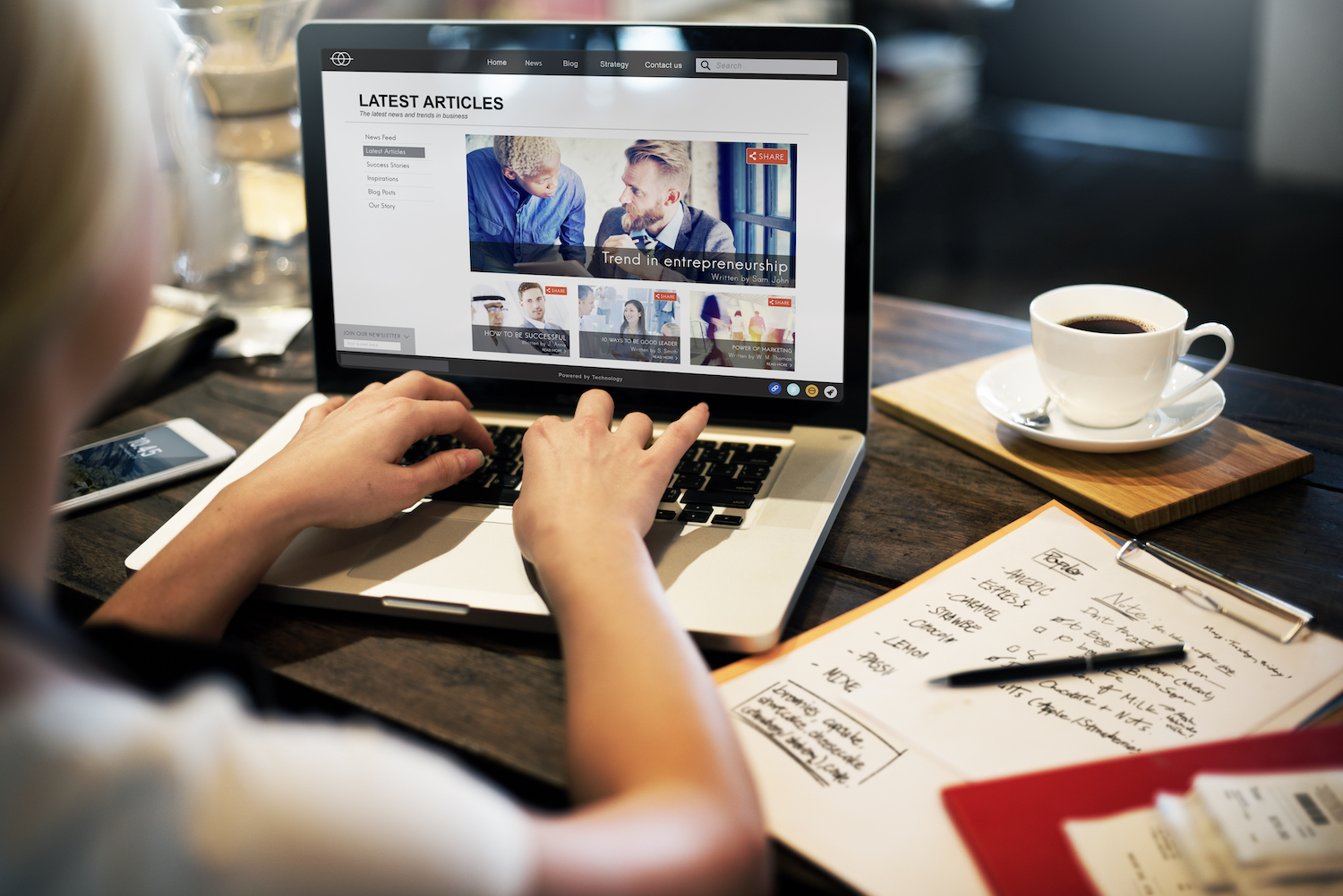 woman browsing a website