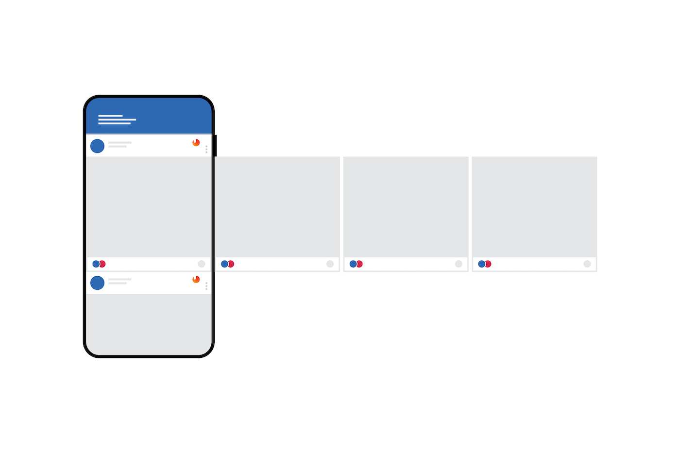 Vector graphic of smartphone with rotating facebook ads for houston businesses