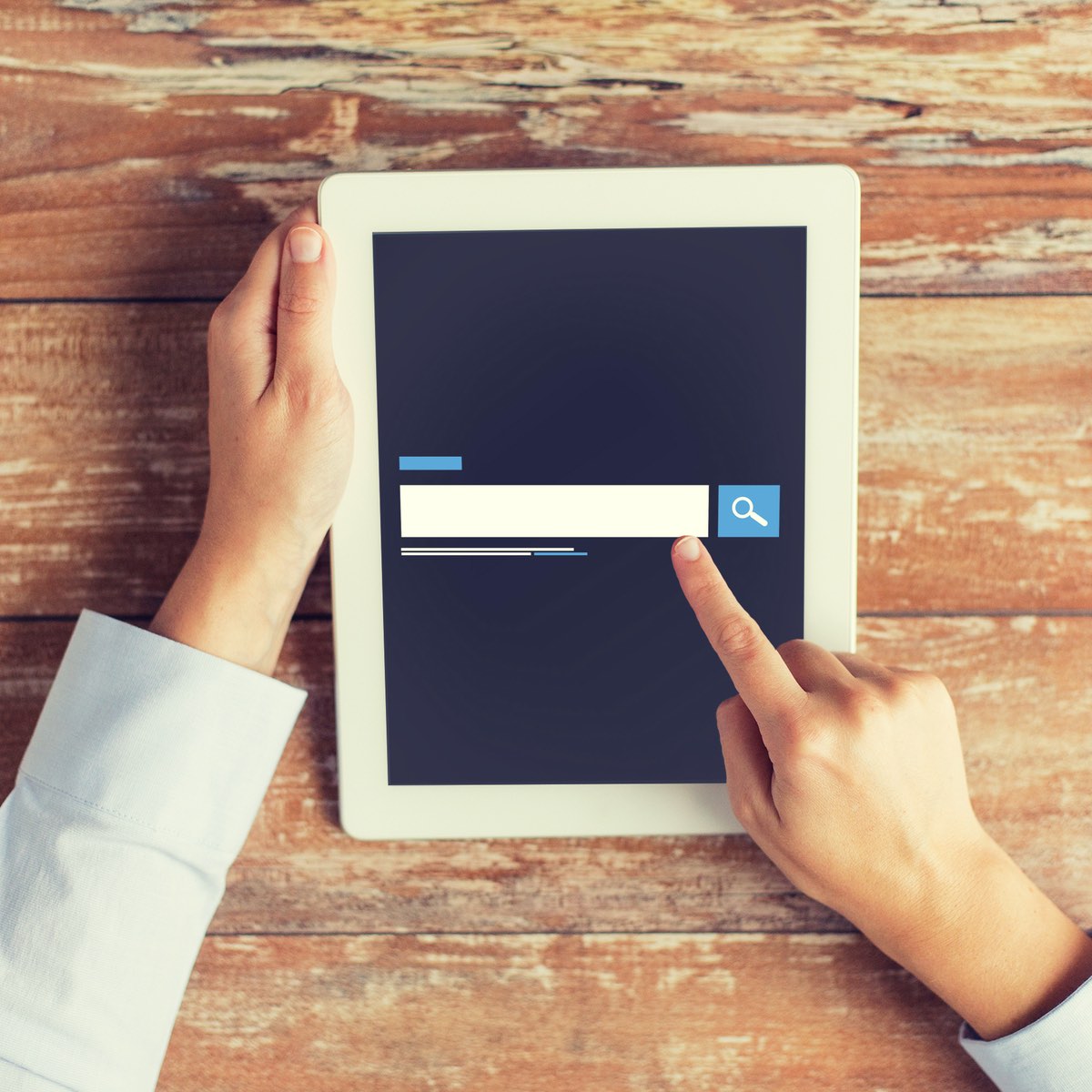 Business owner running a search for a Houston marketing company's SEO tips