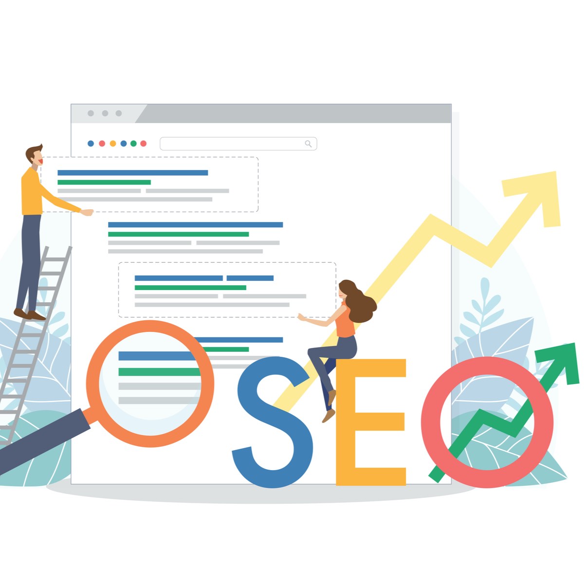 digital graphic of marketing team raising a company's Houston SEO rank