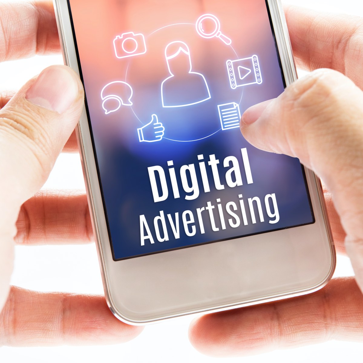 potential customer browsing on their smartphone and finding digital ads