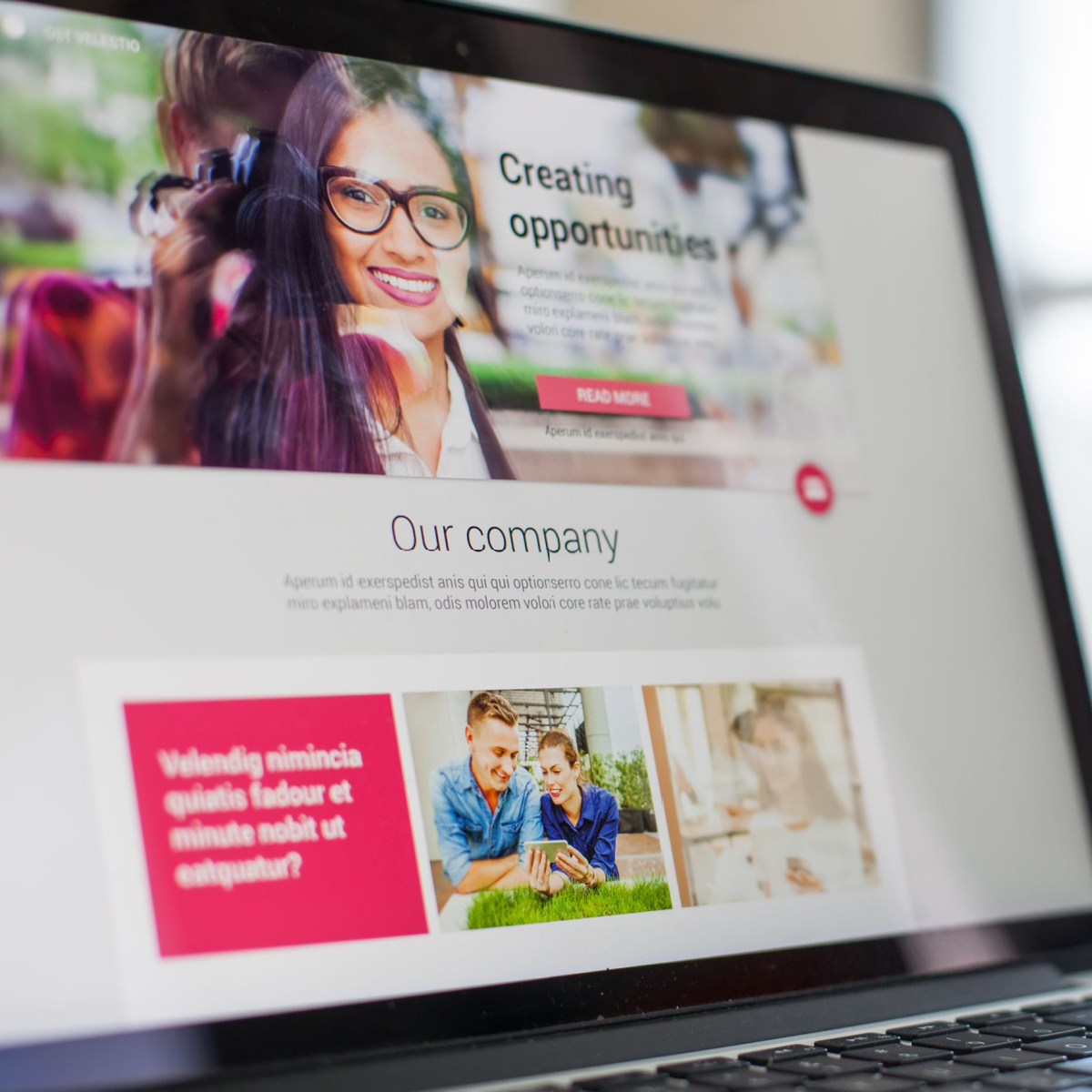 Houston web design of a business’s home page.